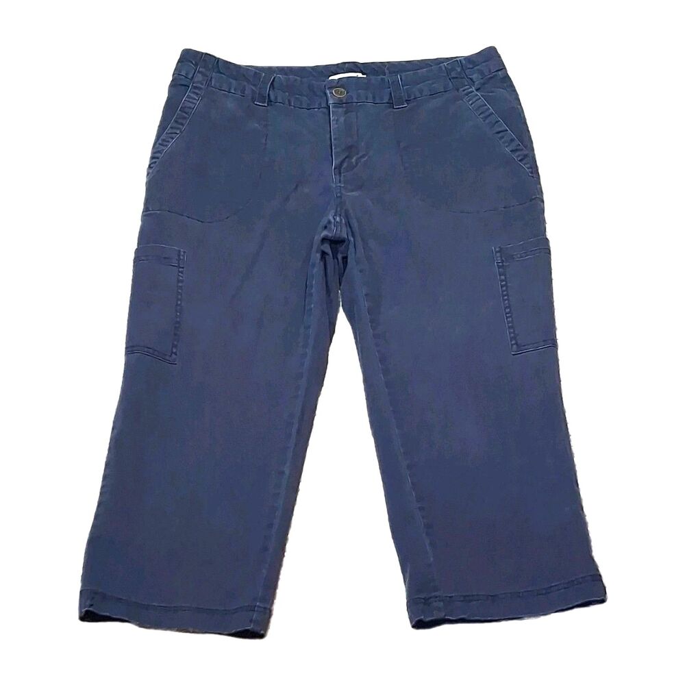 Caribbean joe island supply co women size 10 blue flat front crop cargo pants